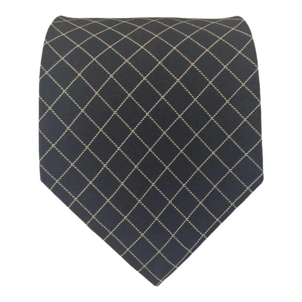 BROOKS BROTHERS MAKERS Black Plaids & Checks Silk Tie USA 60"/3".1/4 EX COND